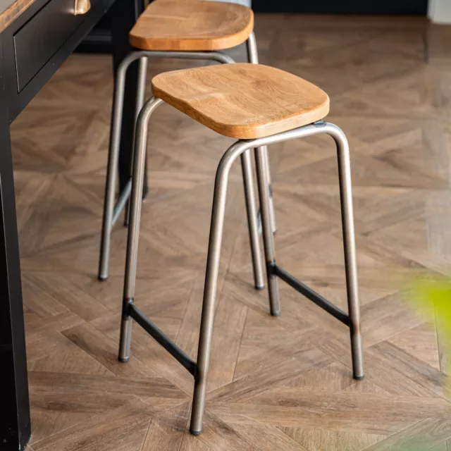 Wooden Lab Stool Metal Lab Stool Oak Bar Stool Gunmetal Counter Stool