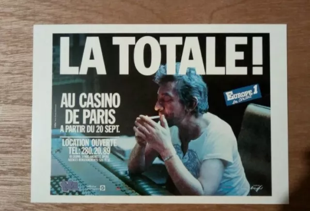 carte postale Serge Gainsbourg La Totale Europe 1 au Casino de Paris