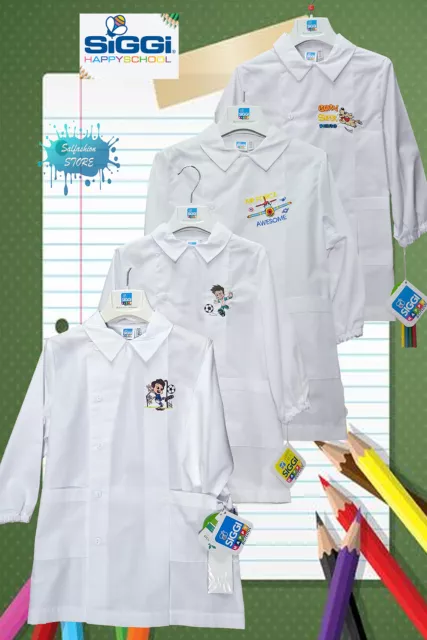 GREMBIULE SCUOLA BAMBINO Bianco Asilo Materna Elementare Siggi Vari Modelli  EUR 19,90 - PicClick IT