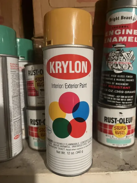 Rare Vintage 1991 Marigold Caterpillar Yellow KRYLON Flat Ball spray paint can