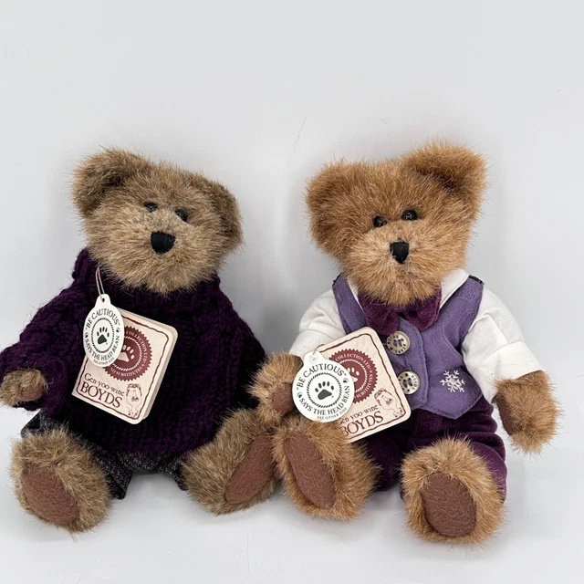 Vintage Boyds Bears Edmund & Matthew Fall 2001 Sugar Plum Set NWT Purple