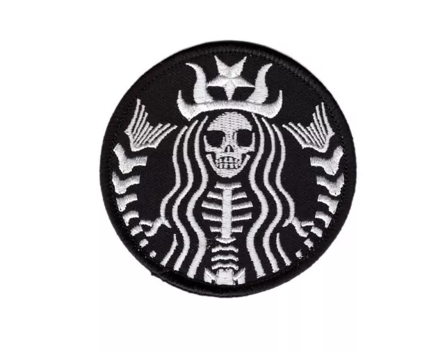 Dead Barista Zombie Skull Coffee Patch Iron on