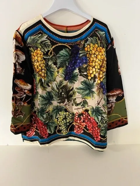 Dolce & Gabbana Women's Blouse with Autum Print, Multicoloured, Size 50, new