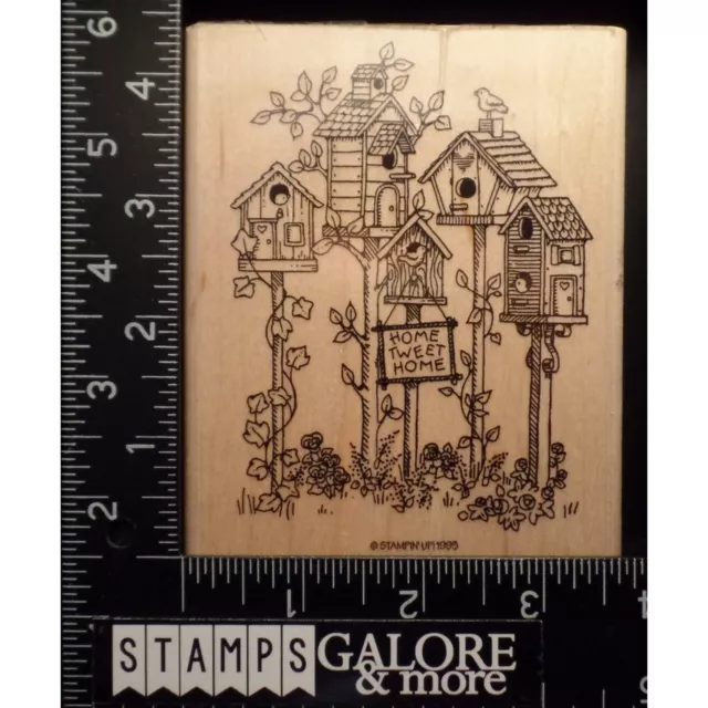 Stampin' Up! RUBBER STAMPS 1995 XL HOME TWEET HOME BIRDHOUSES IVY VINE #2992