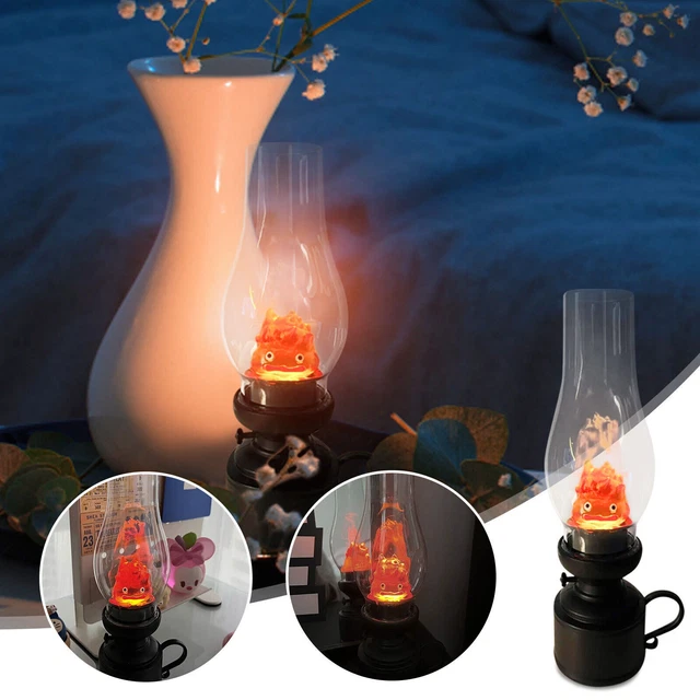CALCIFER NIGHTLIGHT W/BUTTON Battery,FlamelesCandle Holder Kerosene