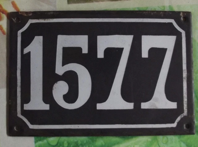 Grande Old Black French House Number 1577 Door Gate da Parete Piatto D Metallo+