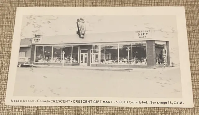 Old Rppc  Advertising Postcard,  Crescent Gift Mart, San Diego, Calif.