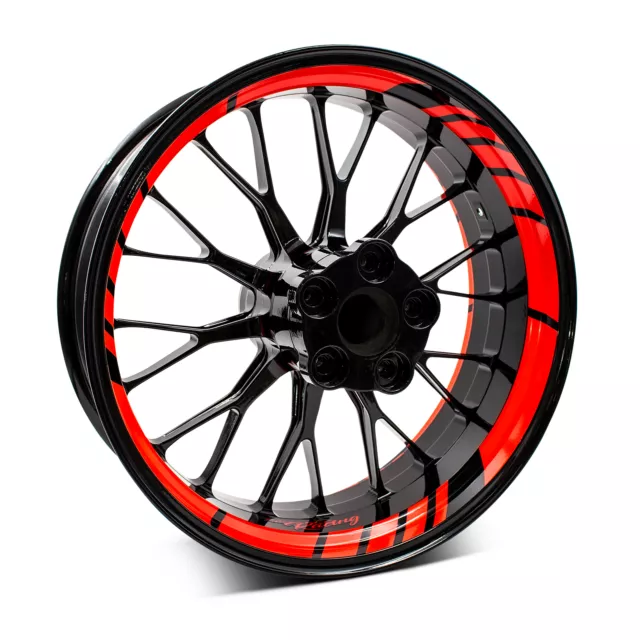 Rim Autocollants Gp Design " Fluo Rouge " Moto Jantes MR020-04