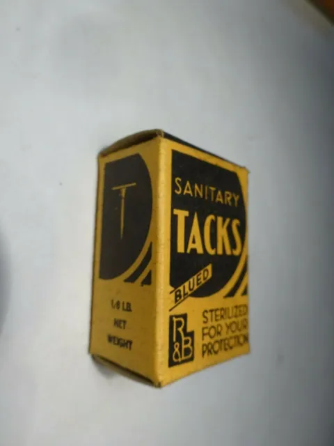 Sanitary blue sterilized tacks Tapping nails Plymouth, MA advertising box