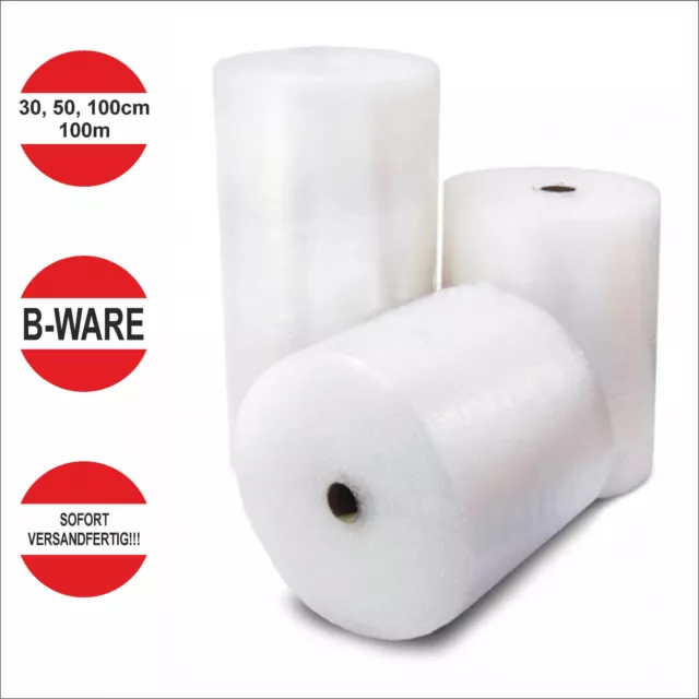 B-Ware - Luftpolsterfolie 100m Blasenfolie Noppenfolie Verpackungsfolie Folie