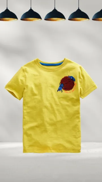 Ex Mini Boden Boy’s Boucle Print Logo T-Shirt in Gooseberry (A Bit Defect)