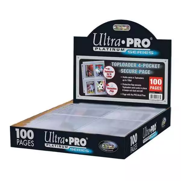 4-Pocket Platinum 100x Pages (3-Holes) for Toploaders [ Ultra Pro ] Sealed Box