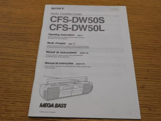 MODE D'EMPLOI manual MANUEL radio cassette recorder mega bass CFS-DW50S DW50L