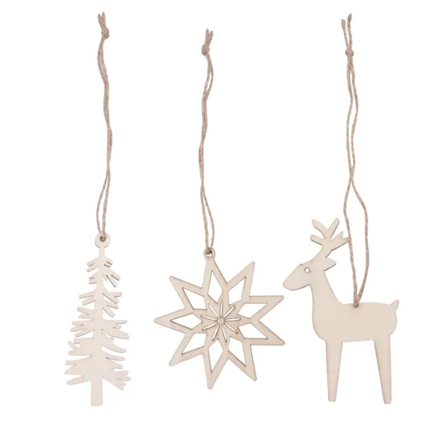 3 teile / satz Weihnachten Hängende Ornamente Hohl Holz Schneeflocke Baum Deer