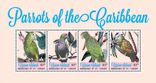 Union Island 2014 - Parrots Of The Caribbean Sheet Of 4 Stamps (#2) Mnh