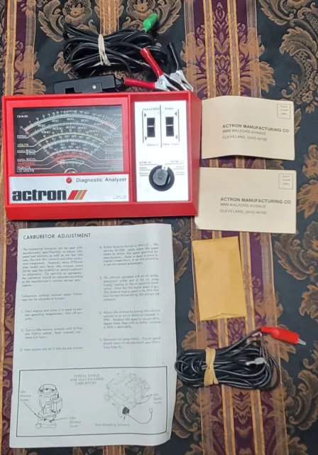 Vintage ACTRON  Analyzer Model 628 with Manual and Box Works and Timing Light
