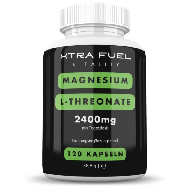 Magnesio L-treonato | 120 capsule (alto dosaggio) | 2400 mg | vegano e testato
