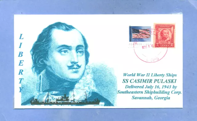 CASIMIR PULASKI Ship named for Polish Revolutionary War General Handstamp PM