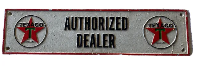 Texaco Authorized Dealer Cast Iron Sign Gas Oil Sold Here Vintage Style
