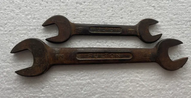 Lot of 2 Vintage Fulton Open End Wrenches Forged in USA