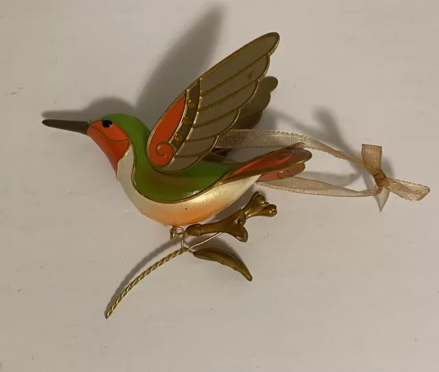 Rare 2018 Hallmark Beauty Of Birds Hummingbird Orange Green Surprise Ornament