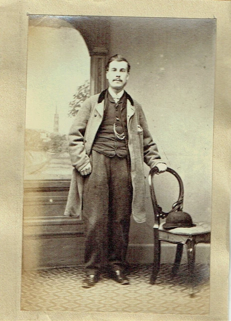 Victorian cdv type photo young man standing hand on chair