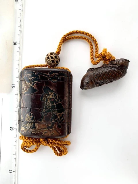 Tadamitsu Koami rooster Lacquer Inro Japan Edo Period original inro antique #9