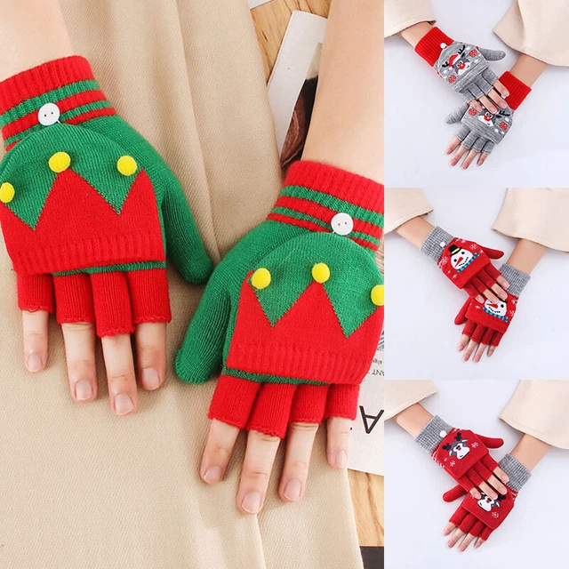 Guanti Mezzo Dito Stile Natale Modello Babbo Natale Guanti Regalo di Natale Unisex