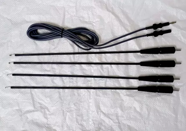 Laparoscopic Monopolar Spatula L-Hook Electrode Cable Instruments set 5mm 5Pc