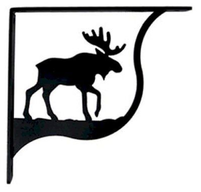 Wall Shelf Bracket Pair Of 2 Moose Pattern Wrought Iron 9.25" L Crafting Accent