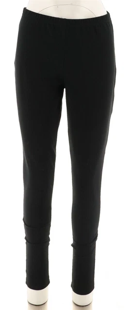 Women with Control Sleek Fit Elastic Waist Knit Leggings Black XST # A235955