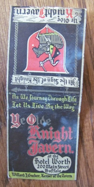 Bobtailed Matchbook Cover: Knight Tavern Buffalo, New York Empty Matchcover -D3