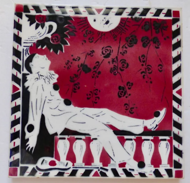 Harlekin Bajazzo Pierrot Sunshine Art Nouveau Deco Tile Jugendstil Fliese french