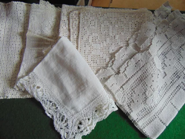 JOB LOT VINTAGE HAND MADE CREAM RUNNERS DOILLIES x  5