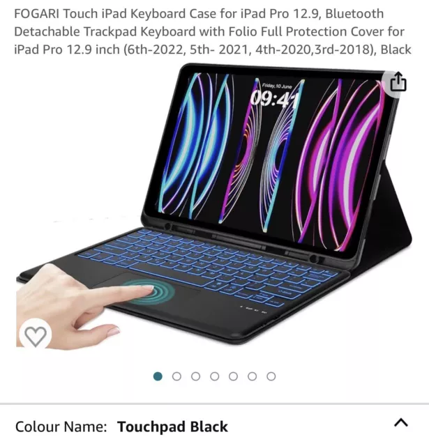 Custodia tastiera iPad FOGARI 12.9 per iPad Pro tastiera rimovibile Bluetooth nera
