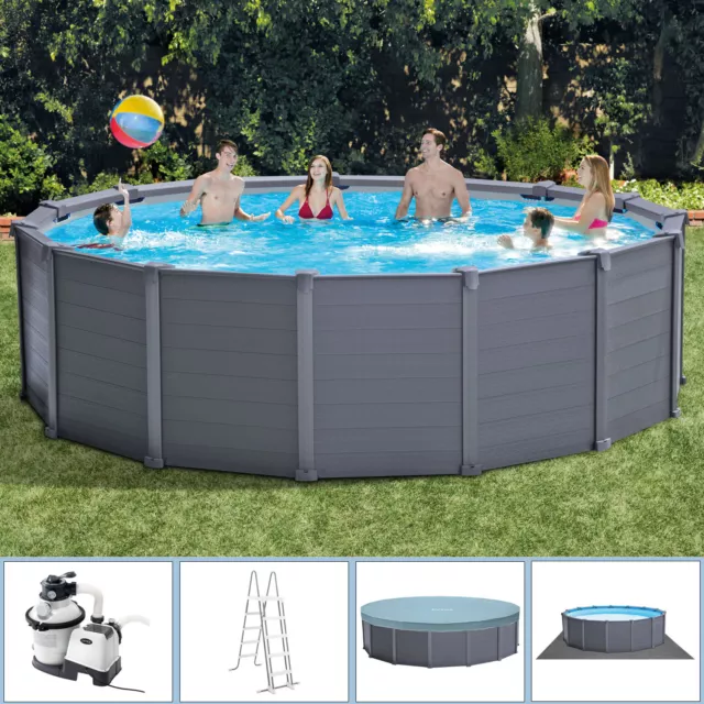 INTEX 478x124 Frame Swimming Pool Schwimmbecken Schwimmbad mit Sandfilter Pumpe