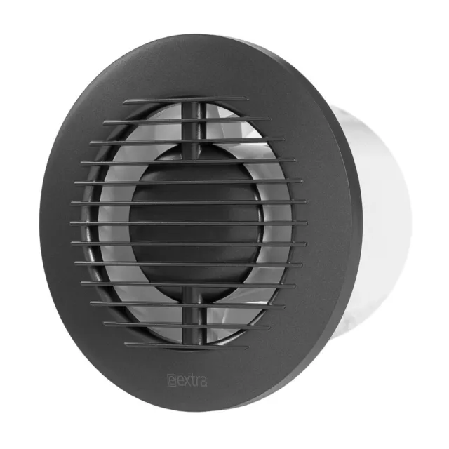 Anthracite Silent Round Bathroom Extractor Fan 100mm / 4" with Ball Bearing