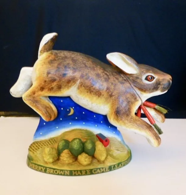 Leo Smith Folk Art HARE LEAPING OVER THE GARDEN Rabbit Ltd Edition of 1000