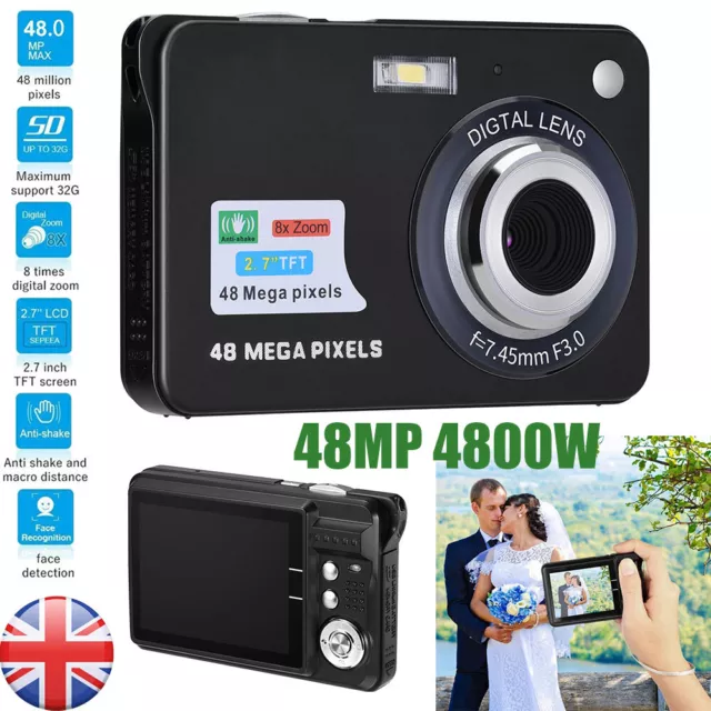 2.7" TFT LCD Digital Camera 48.0 MP 8x Zoom Mini Anti-shake Full HD Camcorder