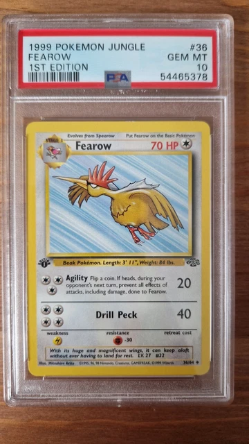 Pokemon Jungle 1st Edition Fearow 36/64 PSA 10 Edelstein neuwertig