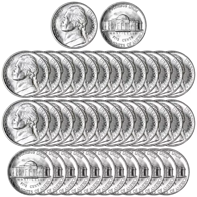 1992 D Jefferson Nickel BU Roll 40 US Coin Lot