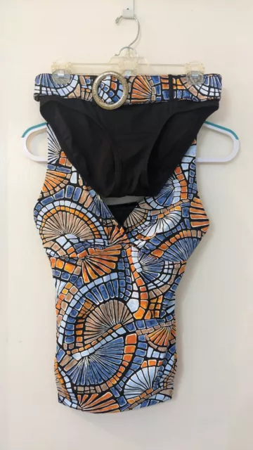 Captiva Swim Suit Tankini 2 Piece 80s Vibe. Orange/Blue Sz M