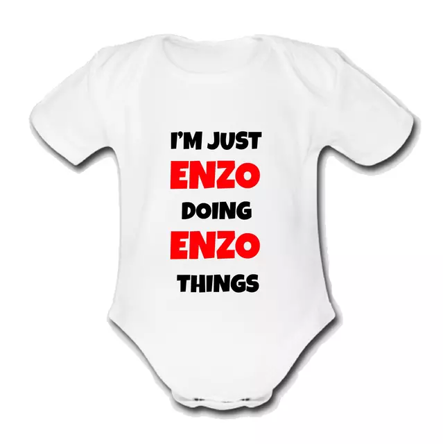 ENZO Babygrow Baby vest grow bodysuit I'M JUST DOING THINGS NAME