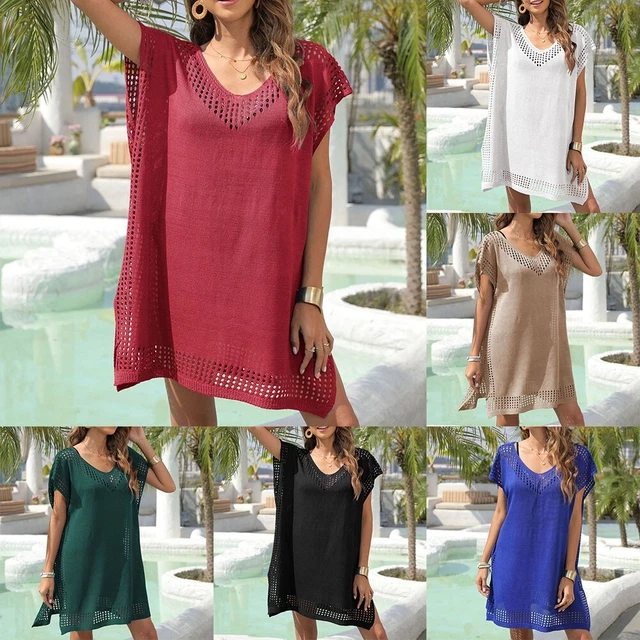 Damen Leinenkleid Große Größen - V-Ausschnitt Sommerkleid Lässig & Luftig