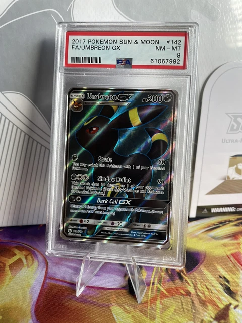 Umbreon GX Full Art #142 S&M Base 2017 PSA 8 Pokemon Foil Holo Sun & Moon NM-MT