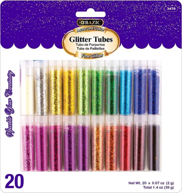 20 x Glitter Tubes Assorted Colours DIY Art Multi Craft Glitters Home Craft Fun