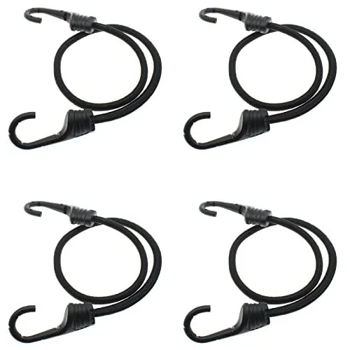 4Pack 12" Bungee Cord with Hooks 1/3"/8mm Superior Latex Heavy Duty Elastic R...