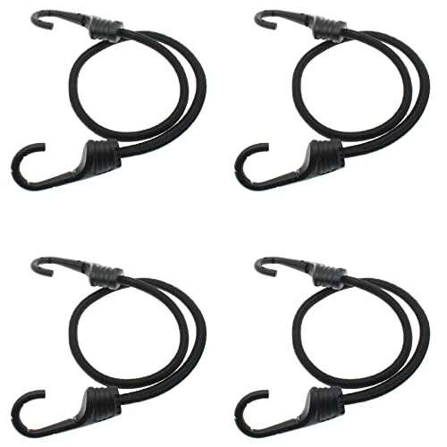 4Pack 12" Bungee Cord with Hooks 1/3"/8mm Superior Latex Heavy Duty Elastic R...