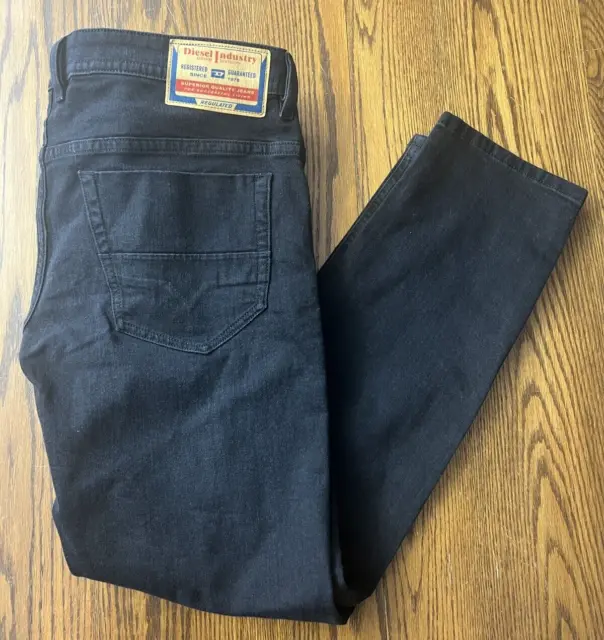 Diesel Thommer Slim Fit Stretch Jeans Mens 36x32 Black Denim Pants RM044 NWT