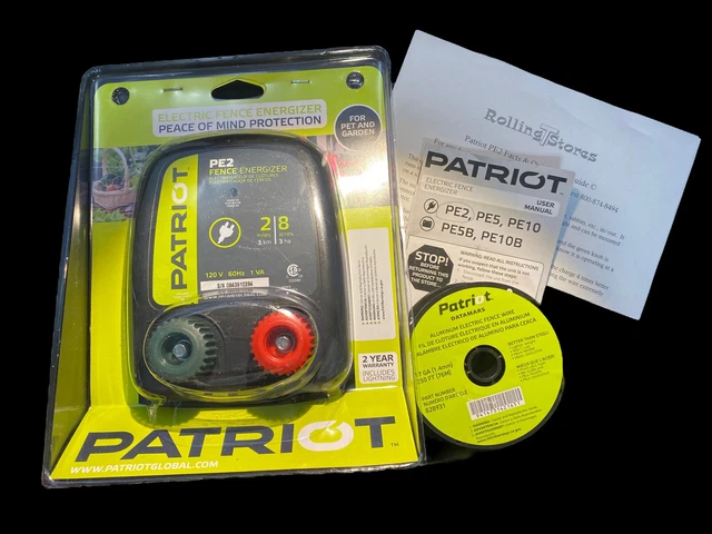 Patriot PE2 Electric Fence Energizer with 250 FT 17 GA ALUMINUM wire